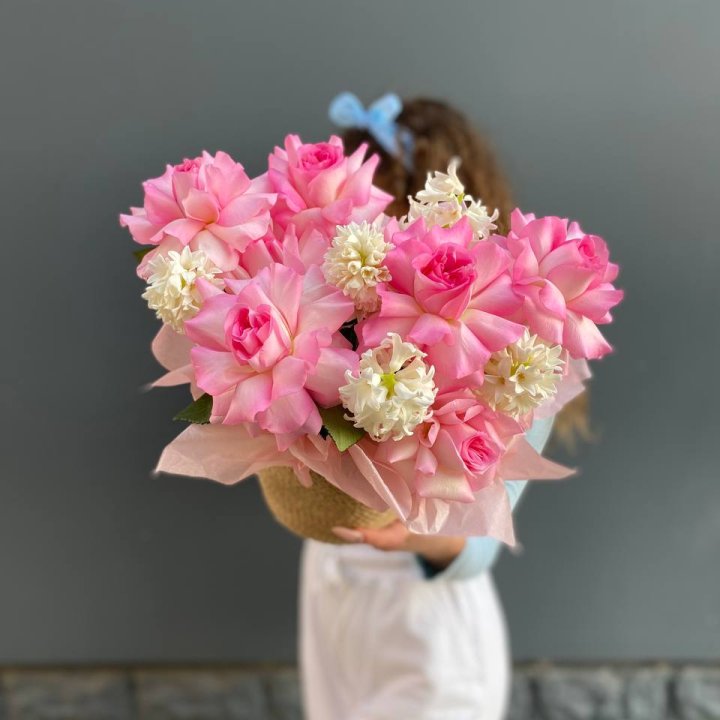 Дуо розы и гиацинты в Красноярске