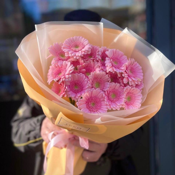 17 розовых гербер  в Красноярске