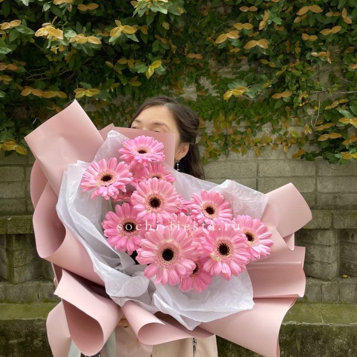 13 розовых гербер в Красноярске