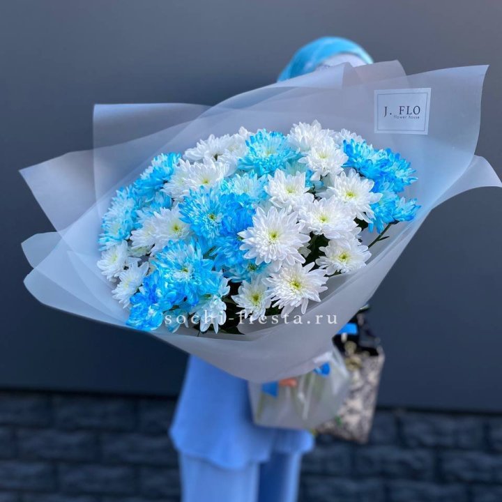 Букет хризантем "Голубая снежинка" в Красноярске