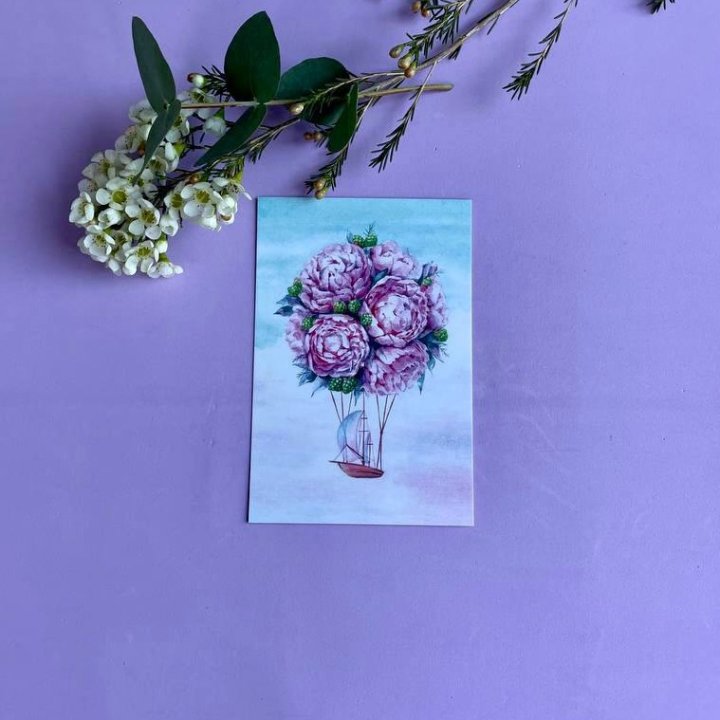 Открытка к букету "Пион" в Красноярске