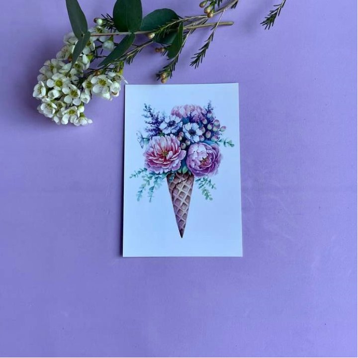 Открытка к букету "Цветочно-кремовый" в Красноярске