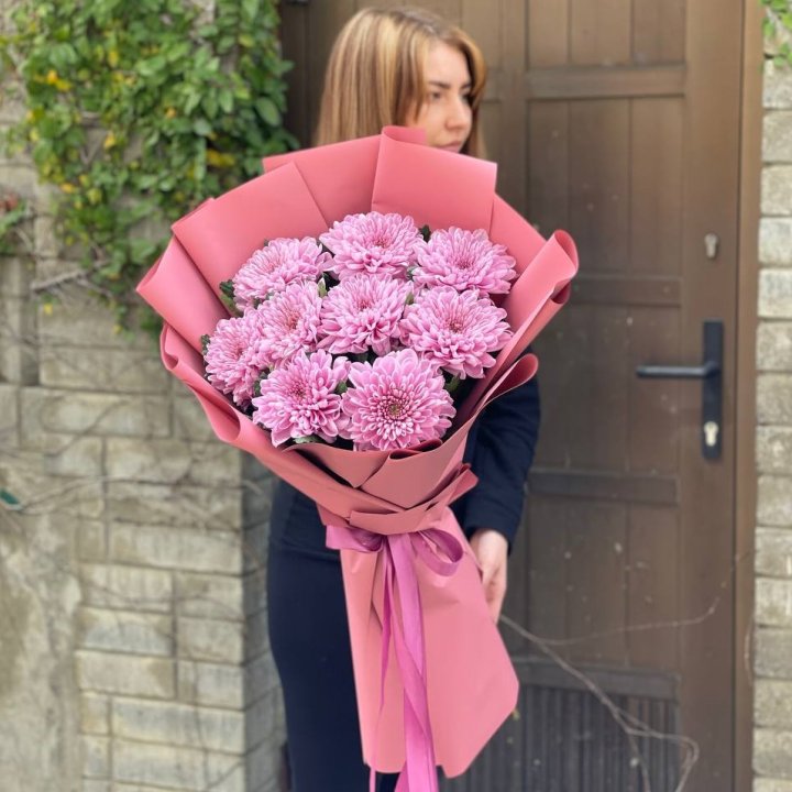 Букет хризантем розовый в Красноярске