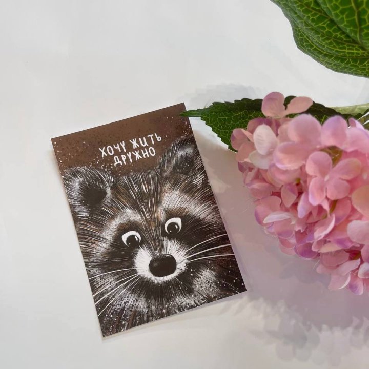 Открытка к букету "Енотик" в Красноярске