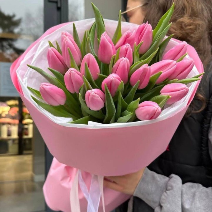  19 розовых тюльпанов в Красноярске