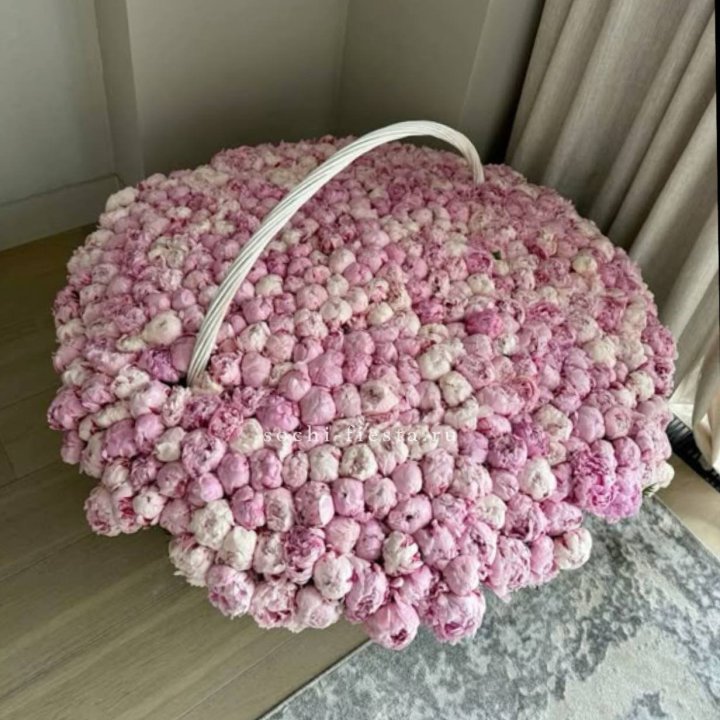 Корзина 555 пионов в Красноярске