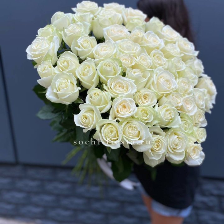 51 белоснежная высокая роза в Красноярске