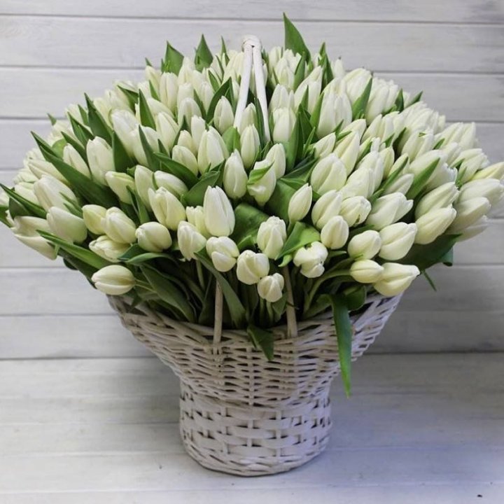 Корзина из 151 тюльпана в Красноярске